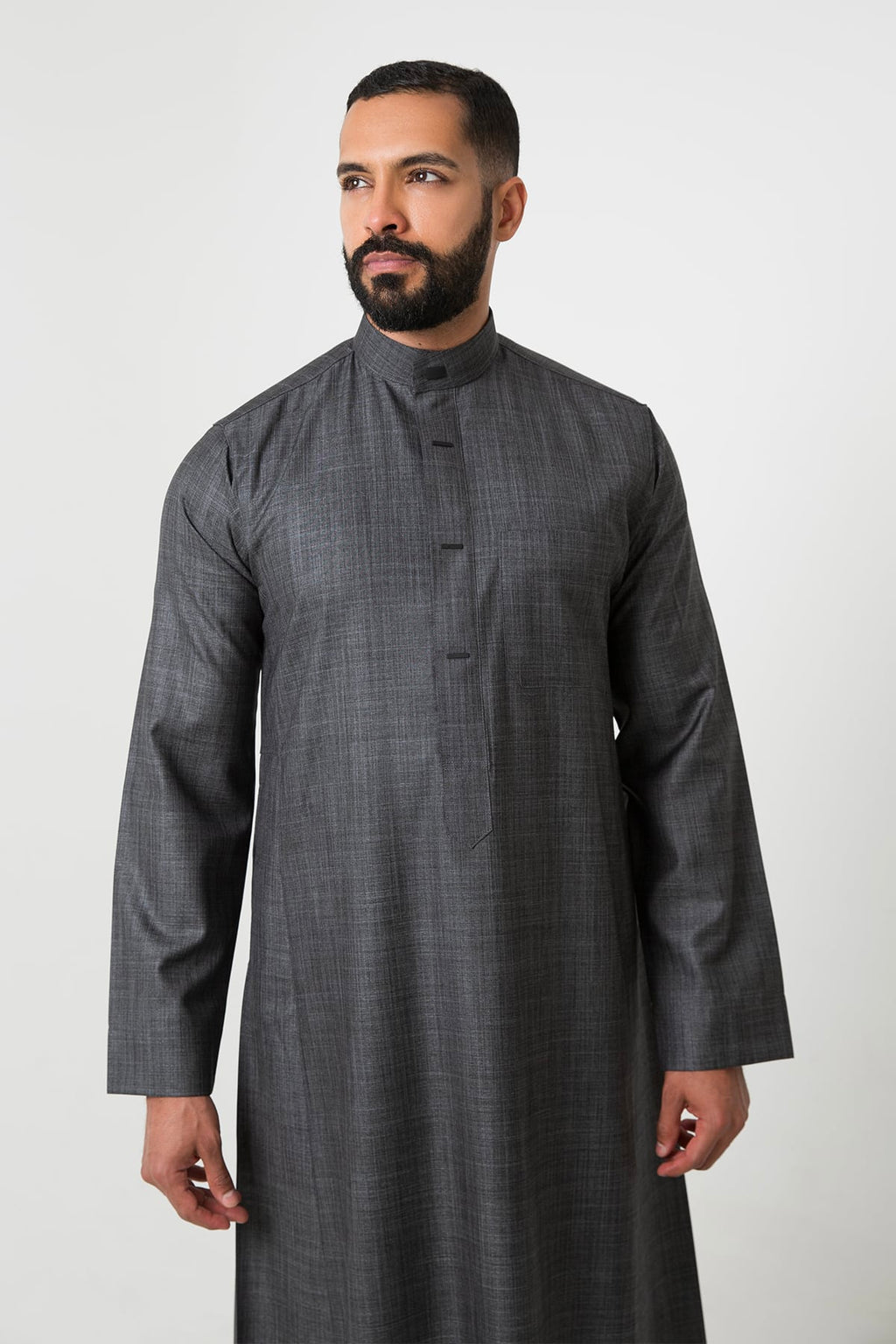 Winter thawb, gray, plain sleeves, men's