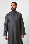 Winter thawb, gray, plain sleeves, men's