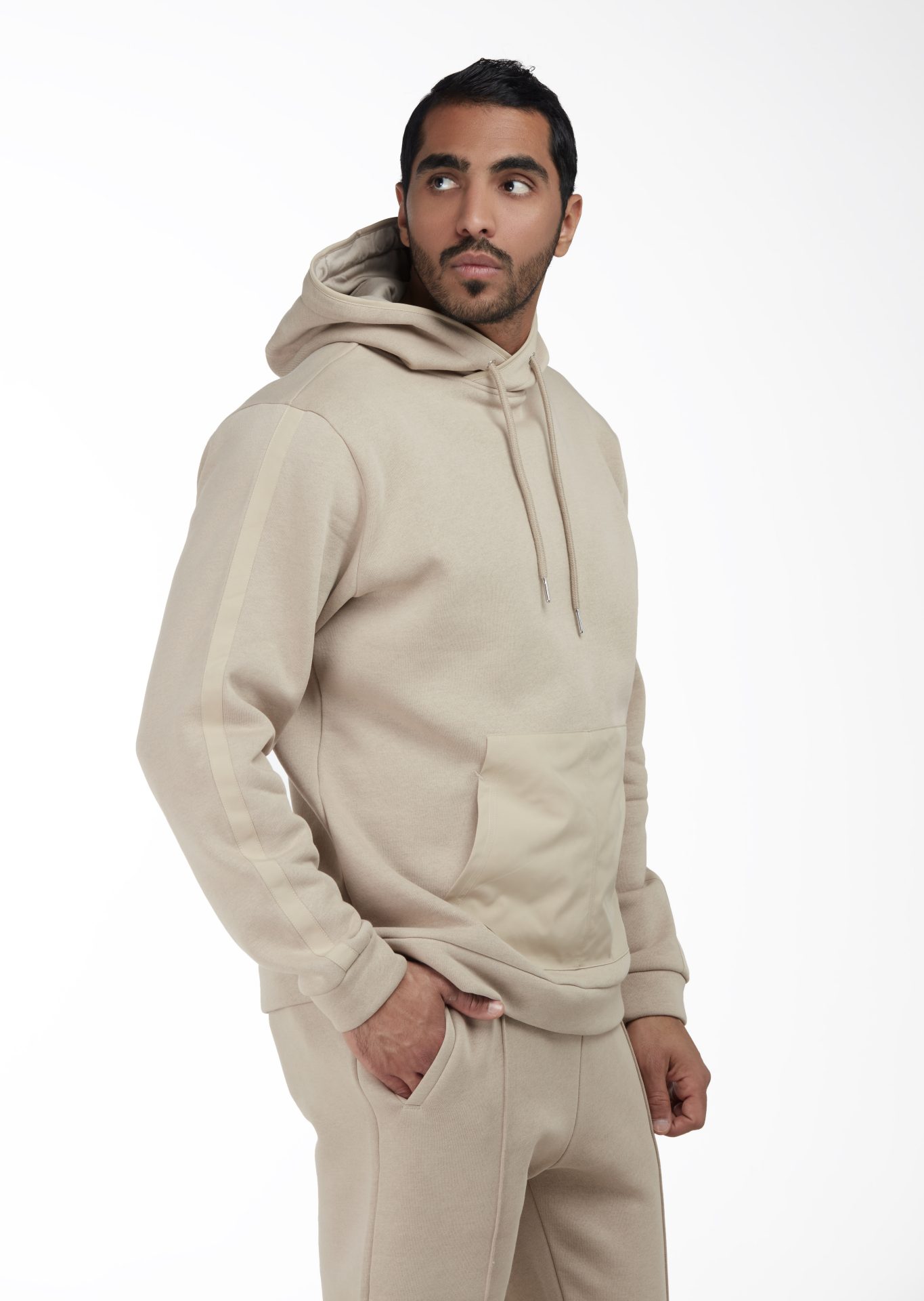 Beige casual trousers, long trousers