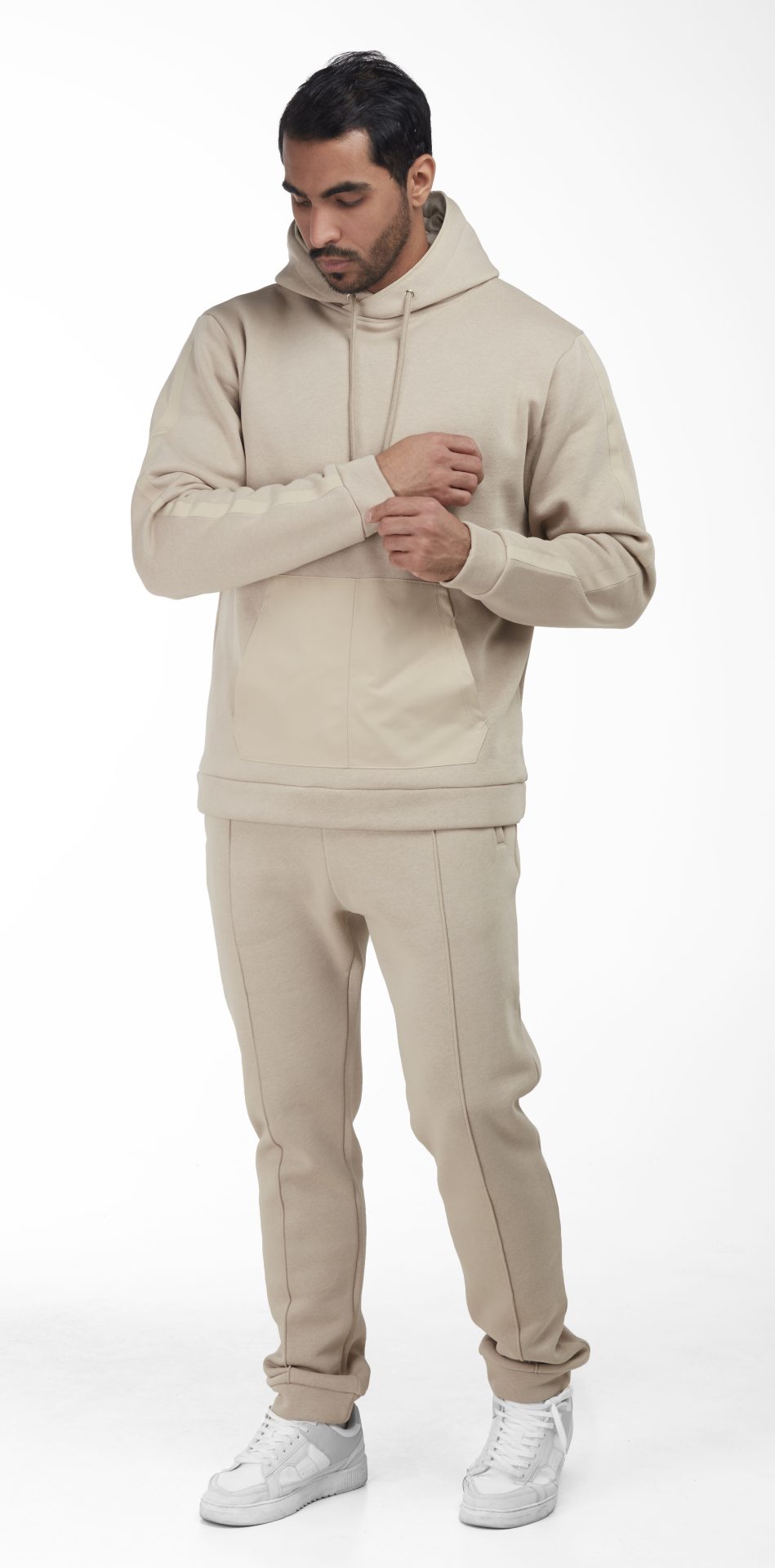 Beige casual trousers, long trousers