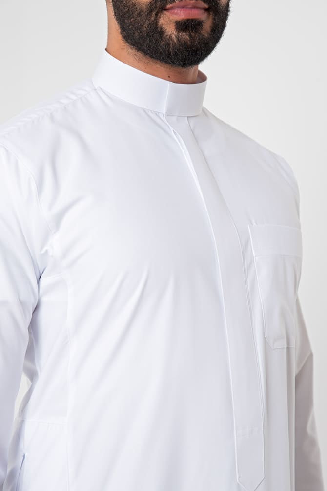 ثوب كلاسيك, سحاب مخفي, رجالي, لون أبيض
