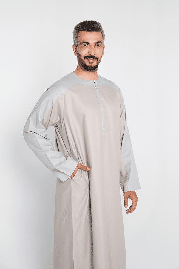 جلابية ري ثوب سحاب بيج , رجالي