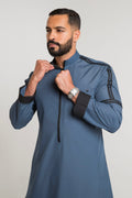 ثوب رجالي ري ثوب أزرق سحاب